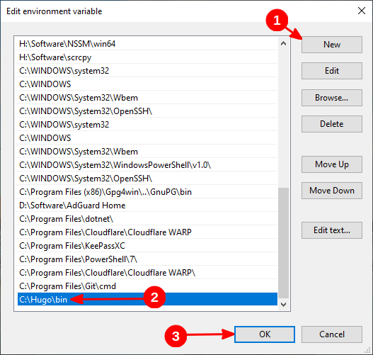 Mengubah variabel PATH di Windows 10