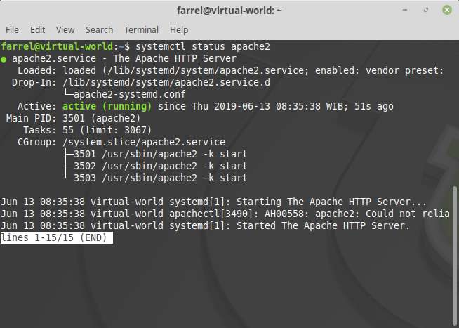 Setelah Instalasi Apache2