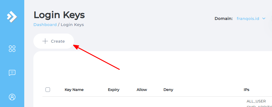 Proses pembuatan “Login Key” di DirectAdmin