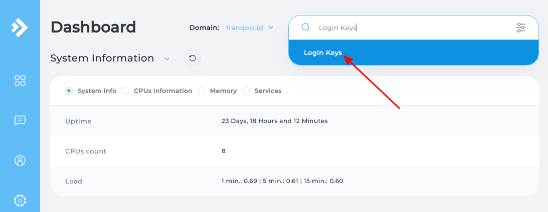 “Login Keys” pada DirectAdmin