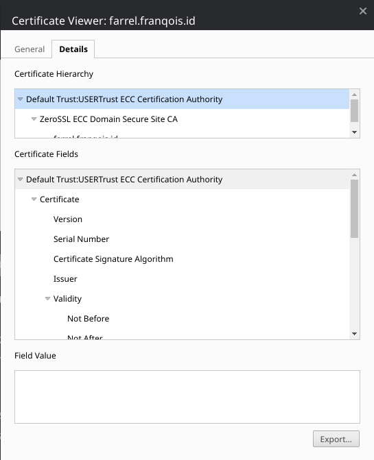 Rantai Sertifikat TLS dari ZeroSSL di Peramban berbasis Chromium di GNU/Linux atau setelah versi 105