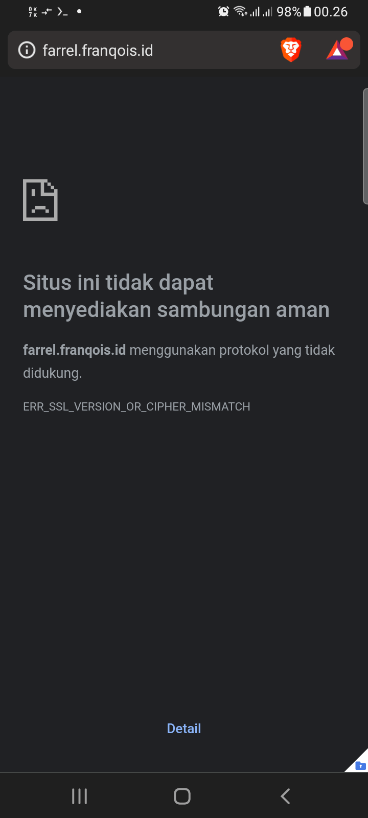 Galat di Peramban Web Brave saat mengakses blog ini