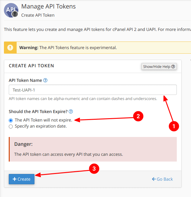 Pembuatan “API Token” di cPanel