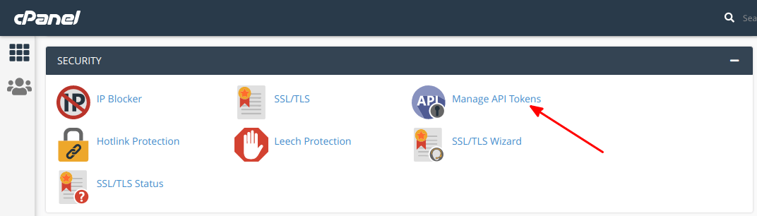 Fitur “Manage API Tokens” di cPanel