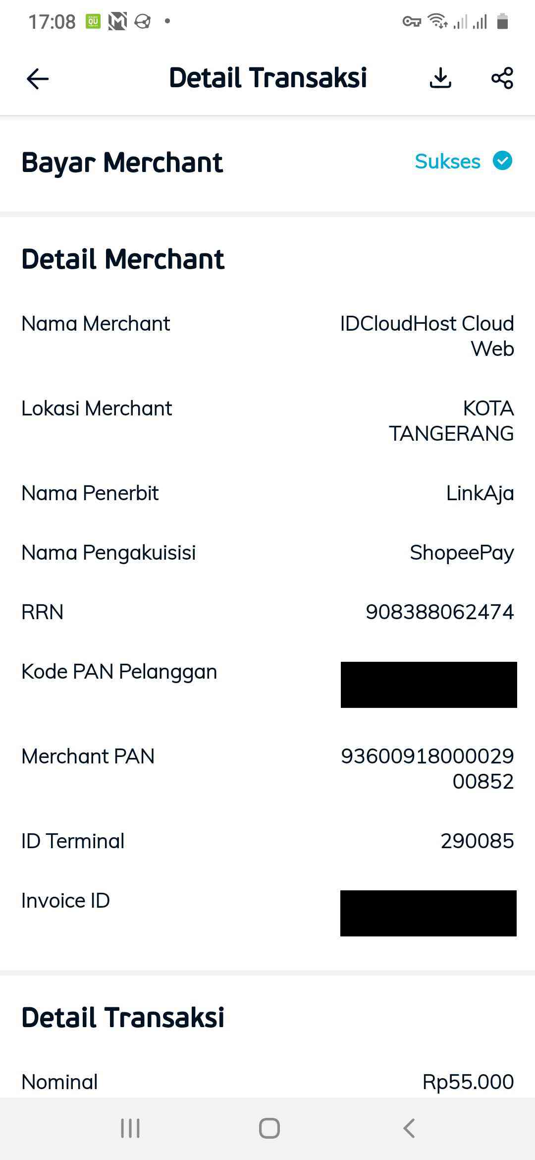 Bukti Pembayaran di LinkAja